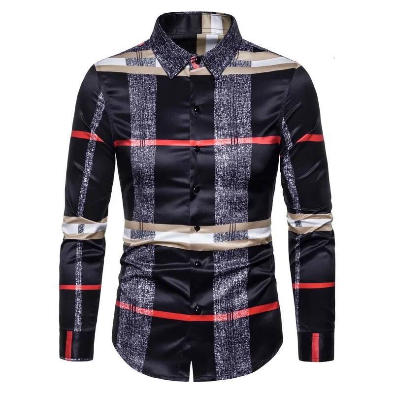 New 2025 Business Casual Plaid Men's Formal Workwear Wedding Dress Slim Social Party Clothes Khaki Checked Shirt 6XL
