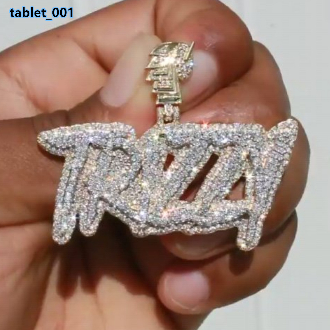 Custom 925 Silver 18K 14K Gold Plated Hip Hop Necklace Pass Diamond Test Iced VVS Moissanite Name Pendant Men GRA Certified