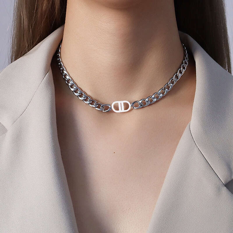 Heavy Industry High-Quality Thick gold Lter Titanium Steel Necklace for Women European and American Ins Intern Celebrity Hip-Hop Short Clavicle Chain