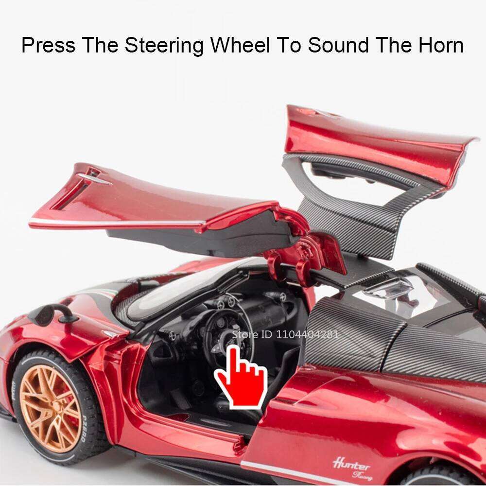 1:22 Pagani Huayra Dinastia SL63 Model Toy Diecast Alloy Sports Car Doors Opened Sound Light Pull Back Vehice kids Holiday Gifts Z260306