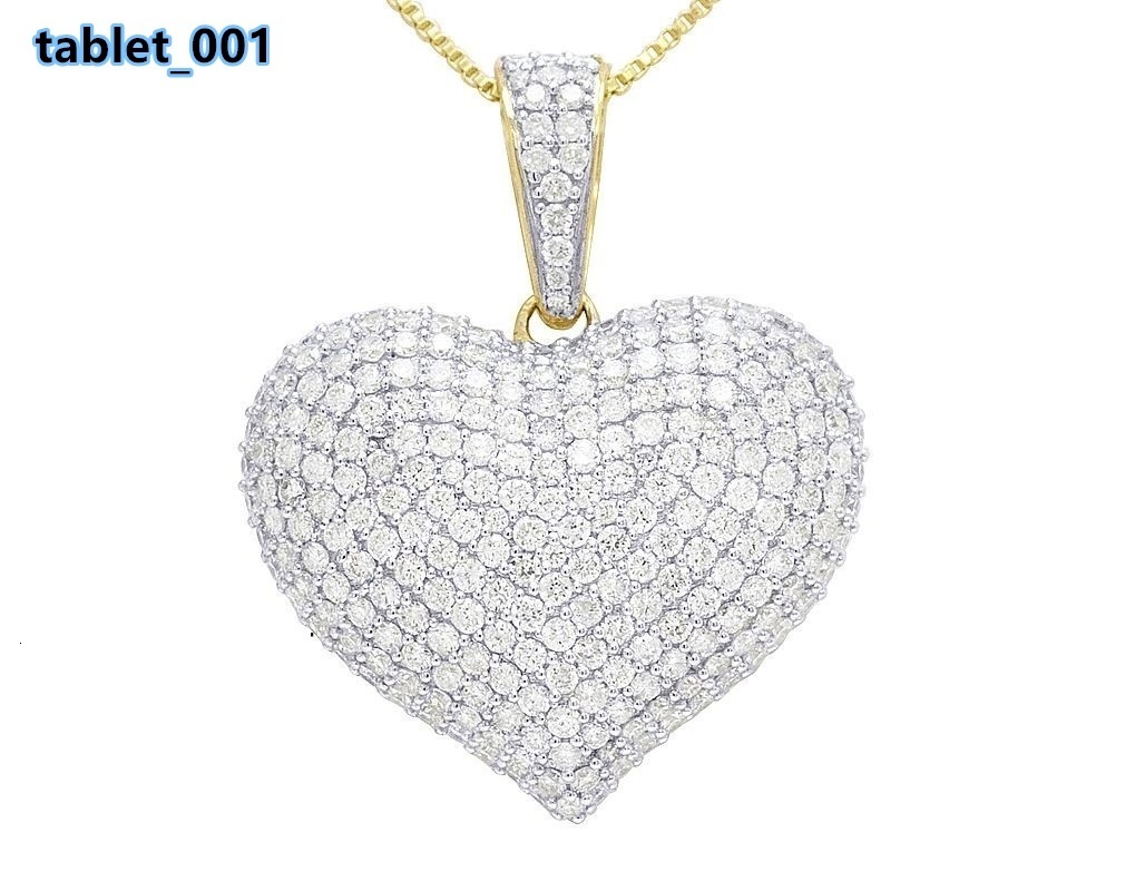 Stylish Black Heart Pendant with White Moissanite Diamonds Hip Hop Jewelry Necklace Charm