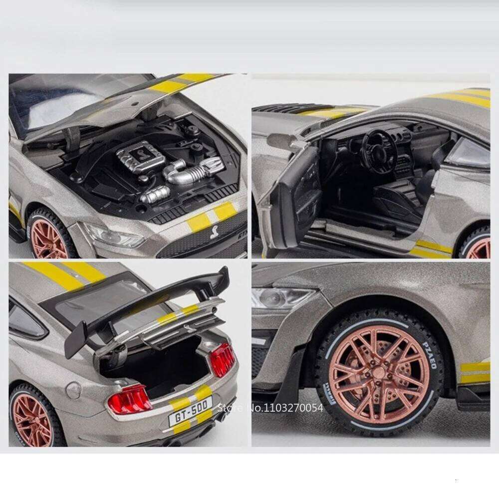 1:32 Mustang Shelby GT500 Viper Miniature Car Diecast Alloy Model Toys Sound Light Pull Back Doors Opened Vehice Home Decoration Z260306