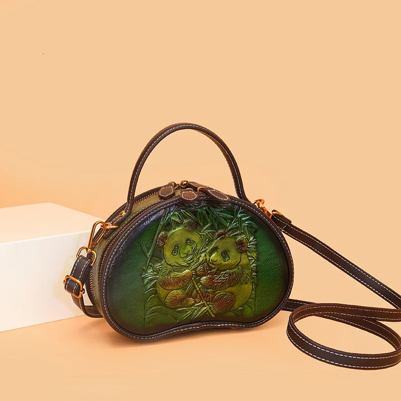 Chinese Style Shoulder Crossbody Bags For Women Leather Vintage Aesthetic Bag Large Capacity Panda Print Tote 260307