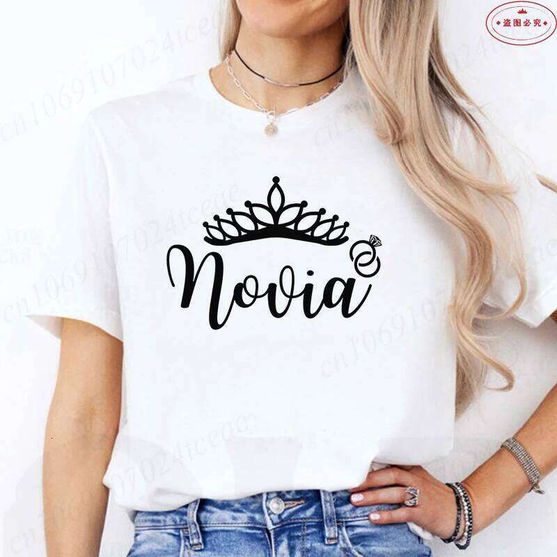 Spanish Crown Graphic Tees Women Bachelorette & Wedding Tops Bridal Party Team Bride Tribe Casual Short Sleeve T-Shirts XJ260306