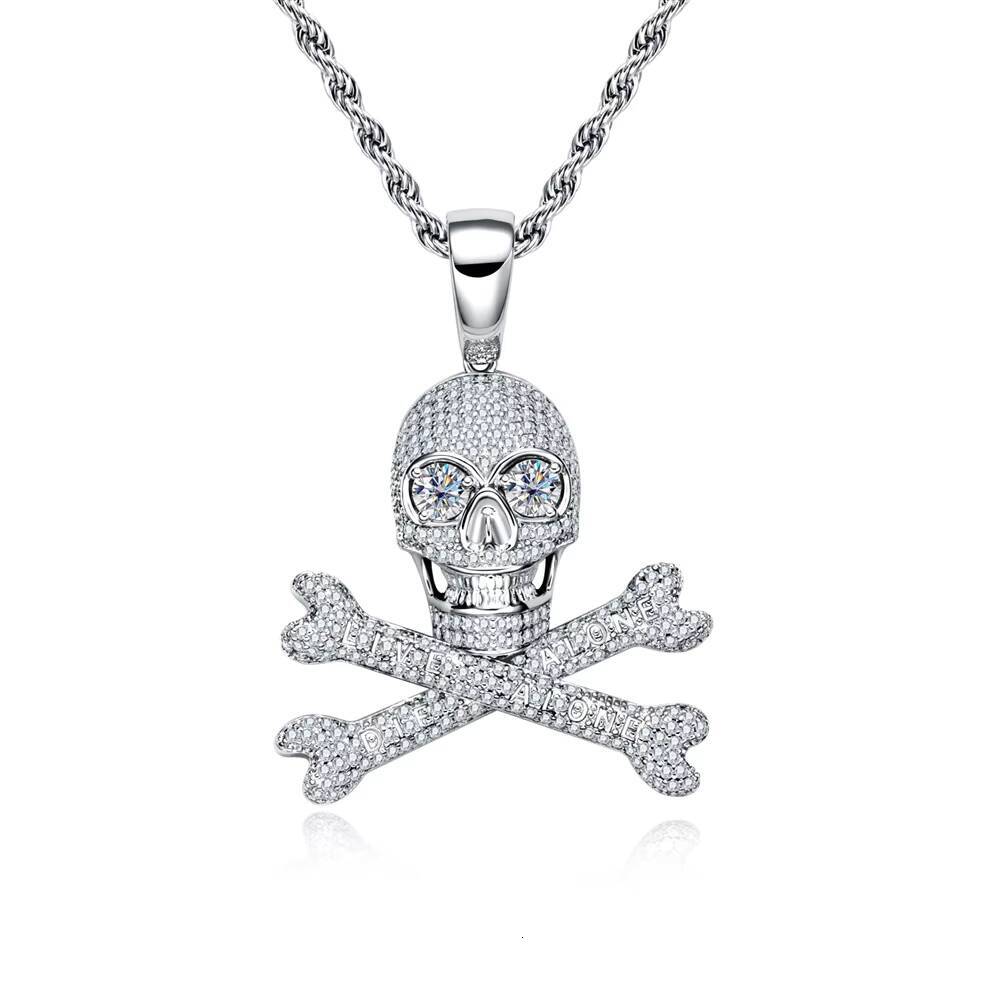 Design Full Pave Moissanite Pendant Necklace in S925 Sterling Silver Edgy Hop Mens Jewelry for Wholesale