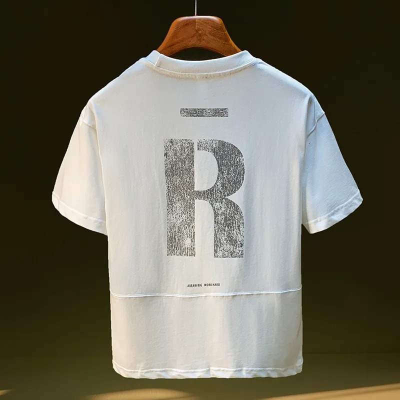 2025 Summer Short Sleeve Tshirt Mens Letter Printed Trendy Versatile American Half Top 260228