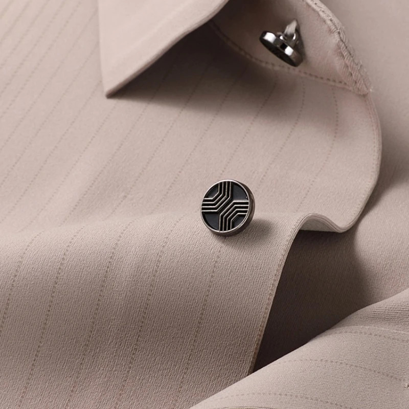 Mens Stretch Stripe Shirt - Elegant Slim Fit Long Sleeve for Business Casual Wrinkle-Resistant Office-to-Commute Wear M-4XL 260305