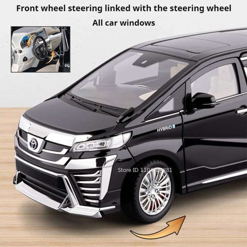 1:18 Vellfire LM300 Alloy MPV Model Diecast Car Toys Sound Light Pull Back Doors Opened Miniature Vehices Christmas Gift for Boy Z260306