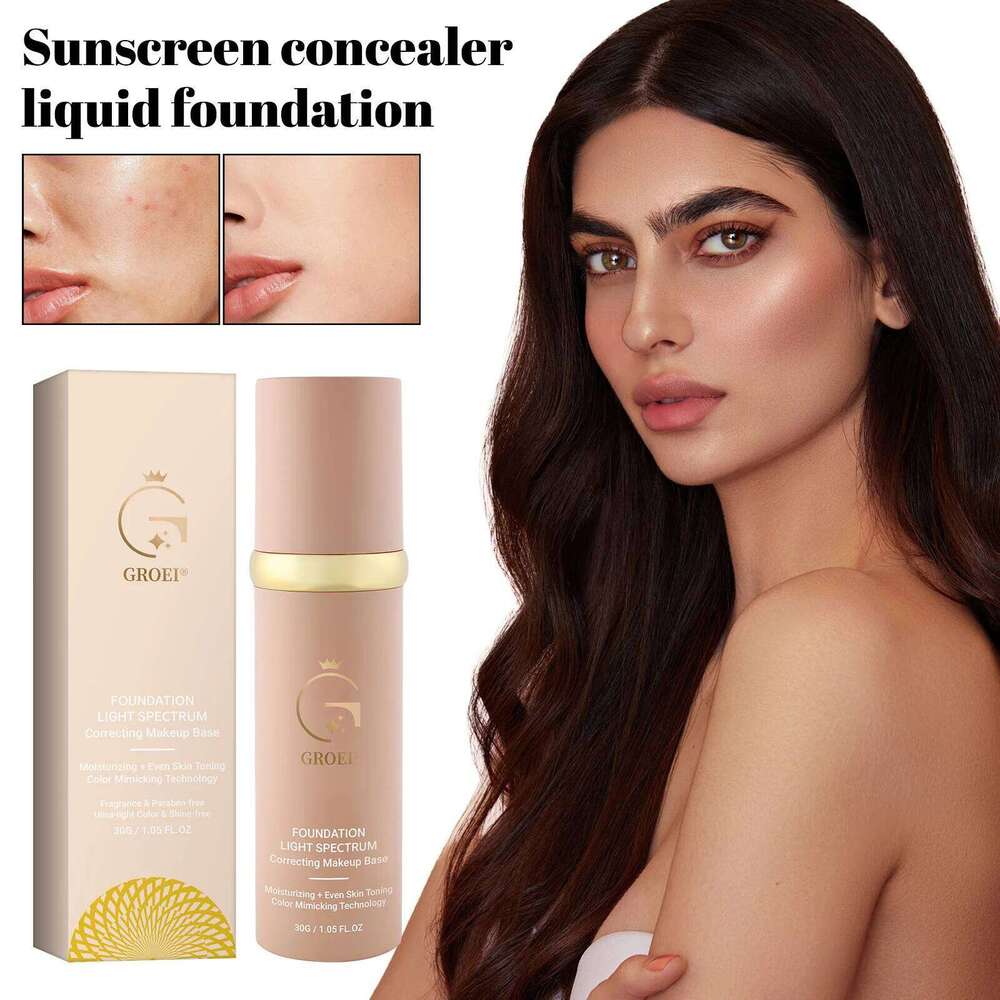 4-in-1 Foundation Serum Liquid Hydrating Full Coverage Concealer Light Sunscreen SPF 50 Korean Makeup 26L0306