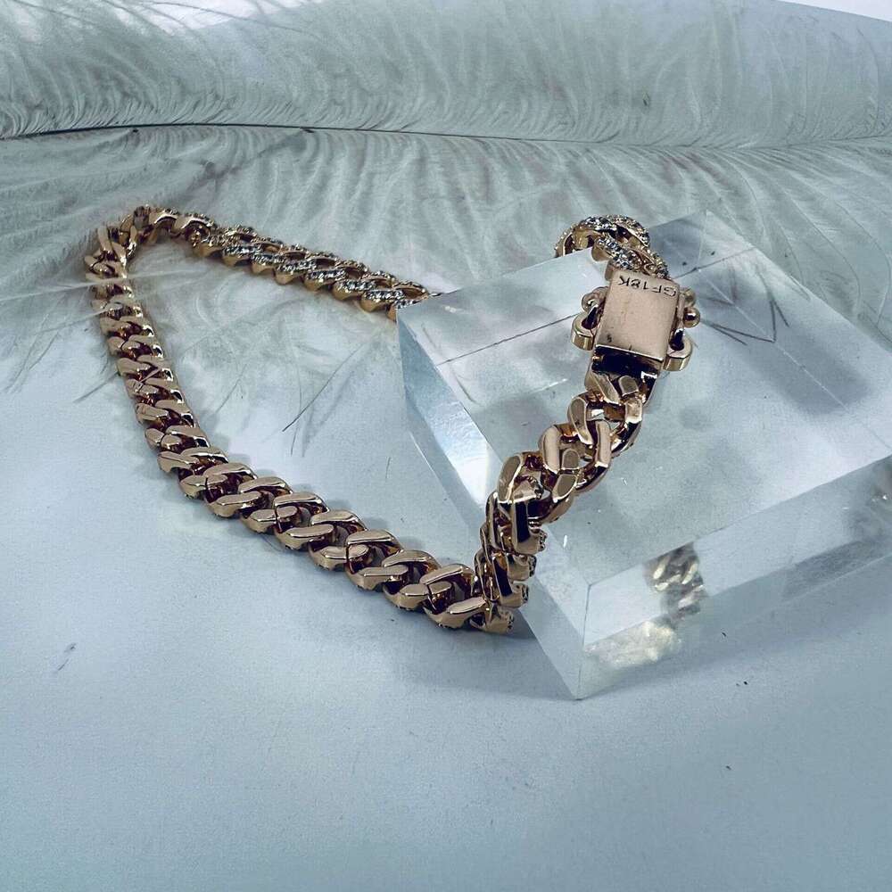 European and American heavy-duty full-diamond Cuban chain, high-quality 14mm diamond-studded men's hip-hop chunky necklace