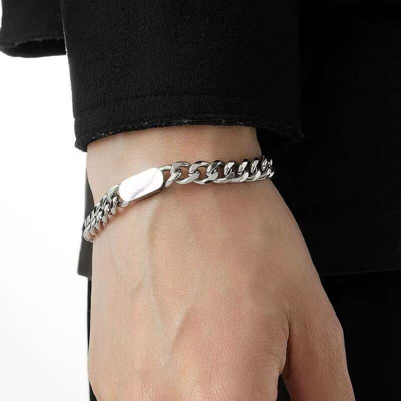 Titanium Cuban chain necklace, trendy hip-hop titanium steel chain, simple and versatile men's punk jewelry