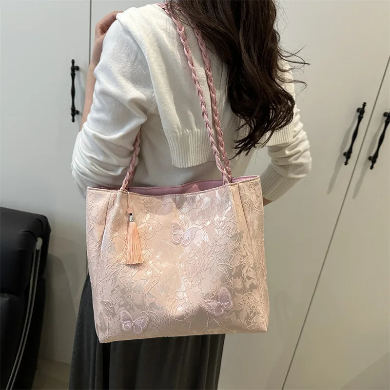 Texture Leisure Chinese Style Shoulder Bag Antique Versatile Large Capacity Tote Hanfu Element Work Storage 260307