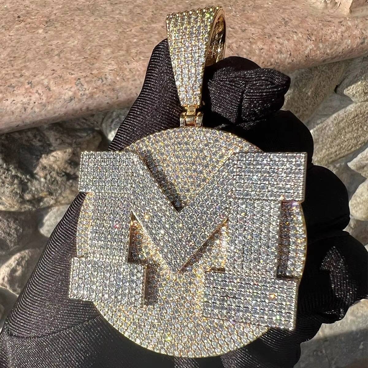 Factory Price 925 Sterling Silver VVS Moissanite Fine Jewelry Hip Hop Pendant Iced Out Name Bigger Letter Gift for Men