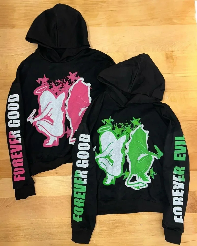American Retro Couple Sweatshirt Gothic Letters Sexy Dark Girl Personalized Print Oversized Hoodie Y2K Hip-Hop High Street 260304