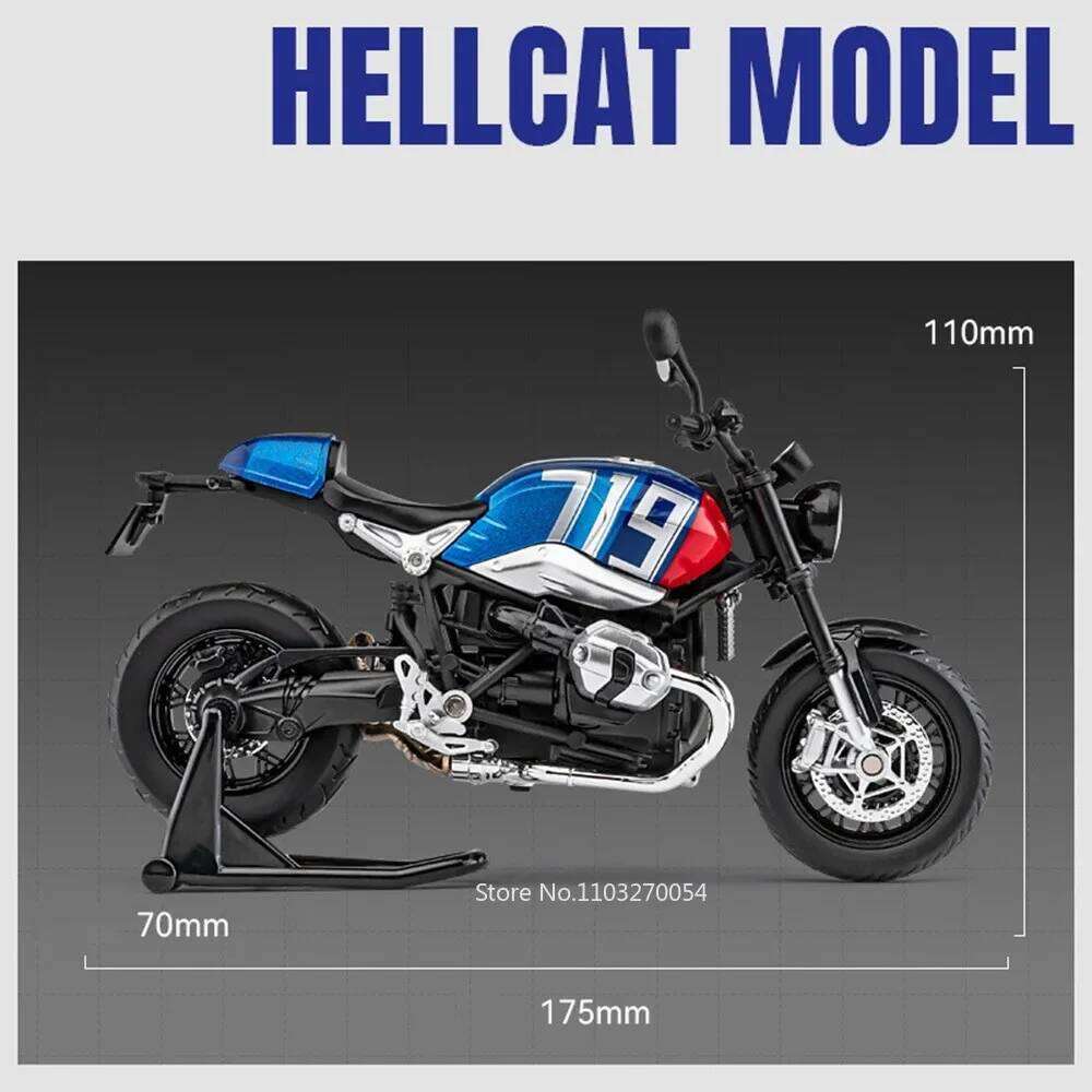 1:12 CFMOTO Spring Breeze 450SR Alloy R NineT Motorcycle Model Toy Car Front Wheel Steering with Light Motor Boy's Birthday Gift Z260306