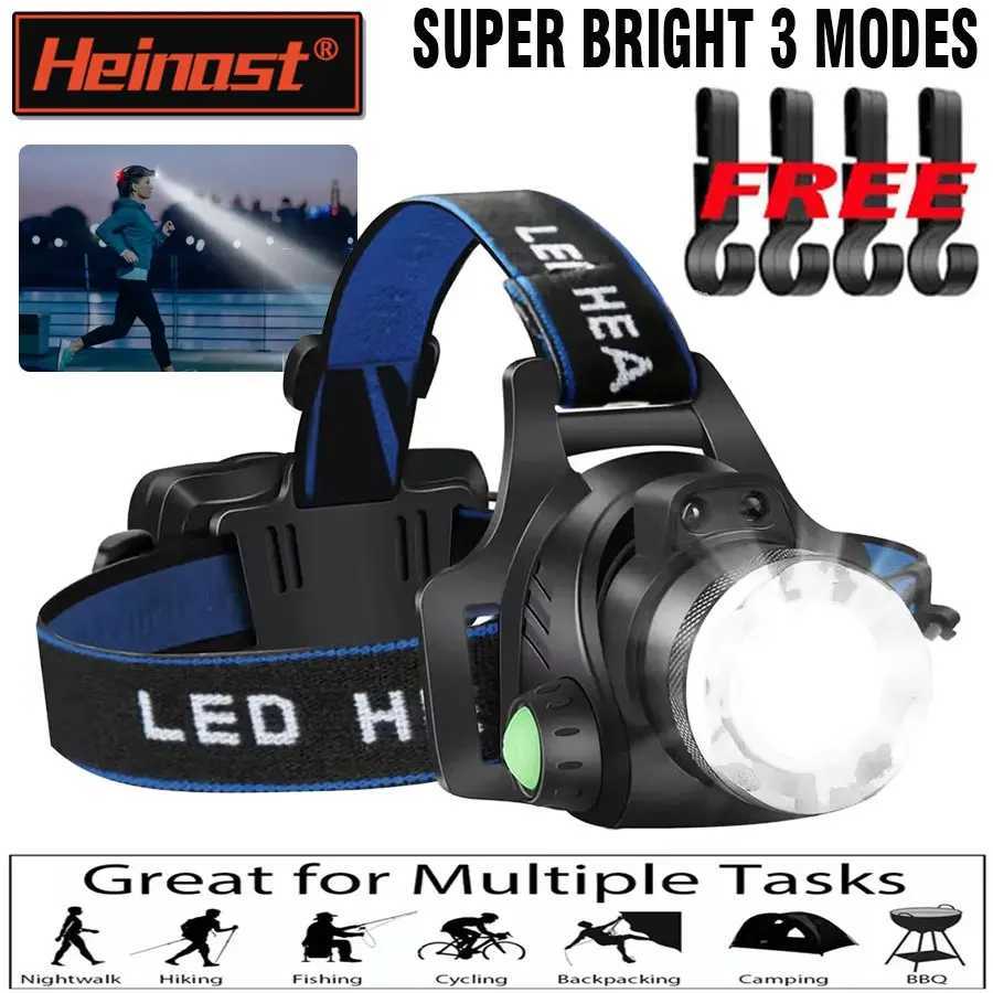 Powerful LED Headlamp Telescopic Zoomable Head Torch Outdoor Waterproof Rechargeable Fishing Camping Portable Headligh H260307