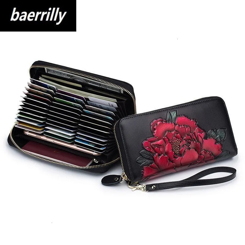 Womens Wallet Genuine Leather Rfid 36 Card Holders Coin Purse Girl Female Clutch Bag Ladies Purses Large Capacity 260307