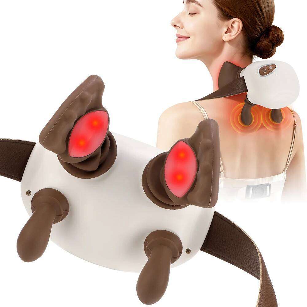 4D Bionic Finger Shoulder Massager Wireless Cervical Hot Compress Trapezius Kneading Massage Shawl Neck masajeador 26Y0307