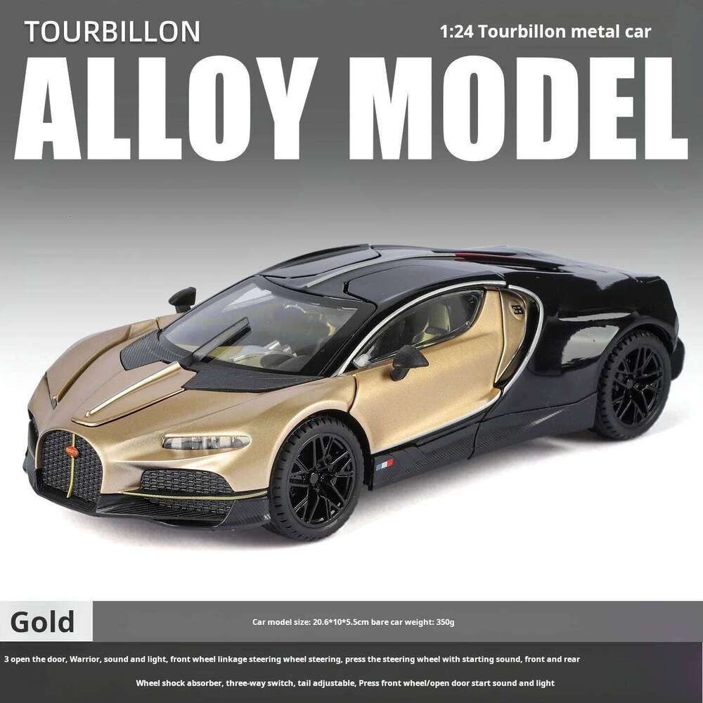 High quality Limited editio 1:24 Simulation Bugatti tourbillon alloy sports car with sound and light model boys' toy gift Z260306