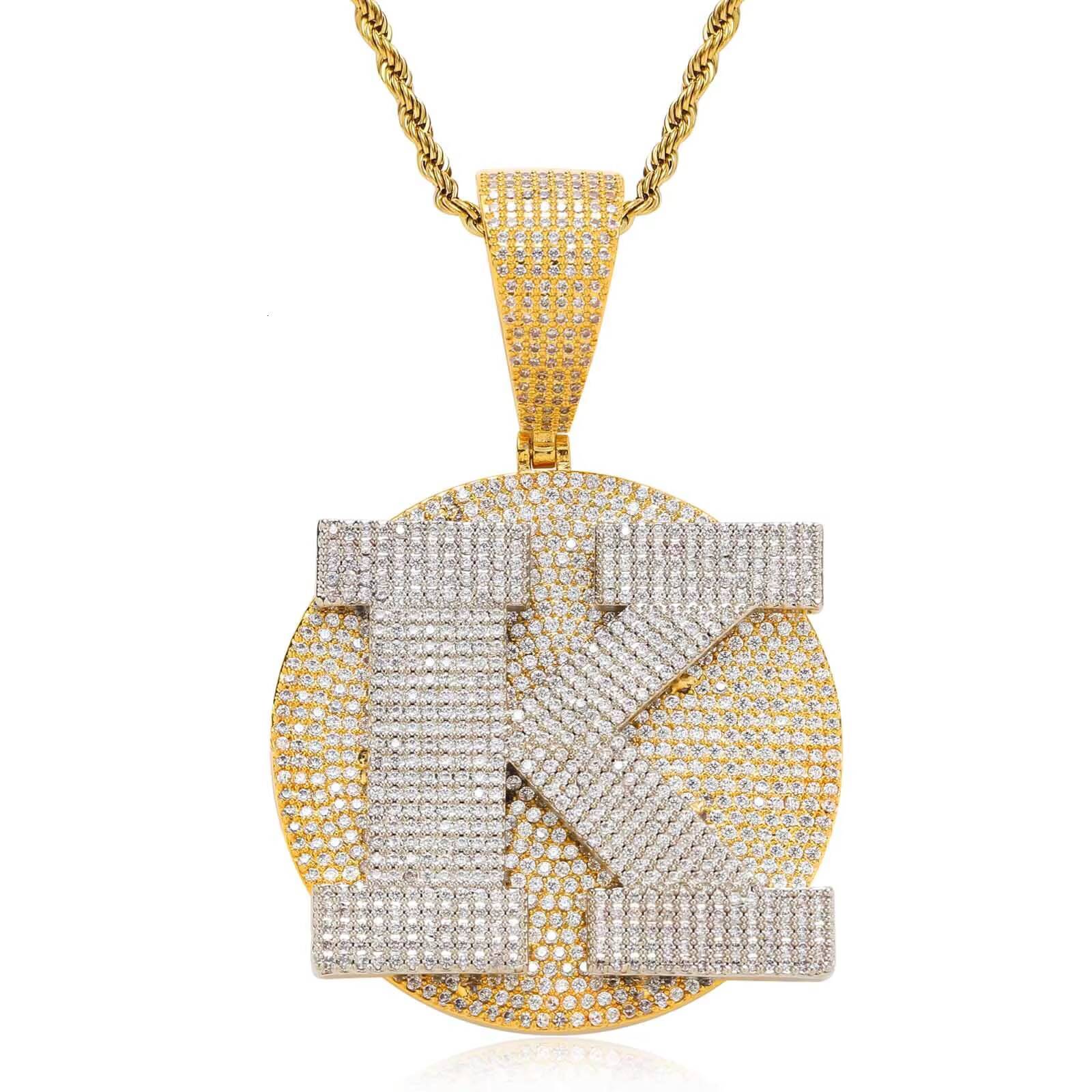 Hip-hop Custom Lettering Disc DIY Zircon Pendant Personality New Mens Fashion Pendant Accessories