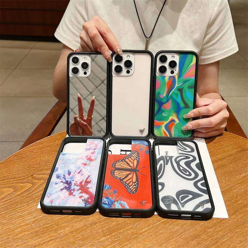 Wildflower Mirror Make Up Phone Case For iPhone 17 16 15 14 13 12 Pro Max Plus wf Luxury Shockproof Anti-drop Clear Back Cover 26H0307