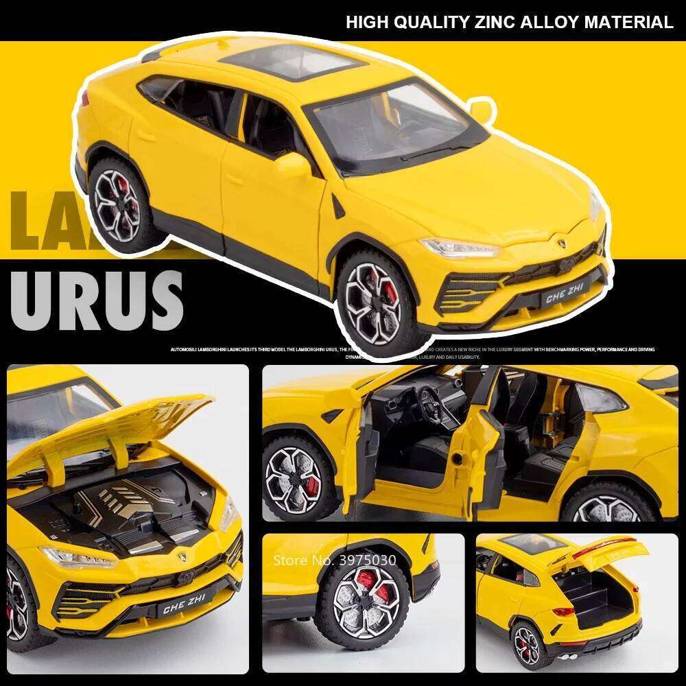 1:24 Scale URUS Alloy Diecast Models Cars with Light Music Sports Car 6 Doors Opened Vehicles Model for Boys Xmas Gift Toys Z260307