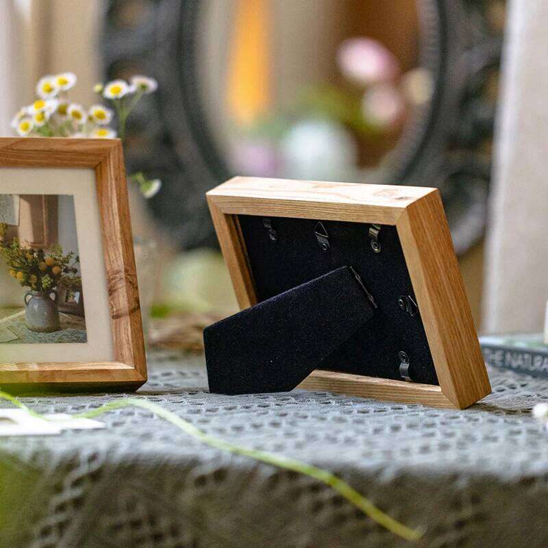 Ash Frame Japanese Style Wooden Photo Display 7/8/10 Inch Picture Frames Natural Wood Desktop Decoration H260306