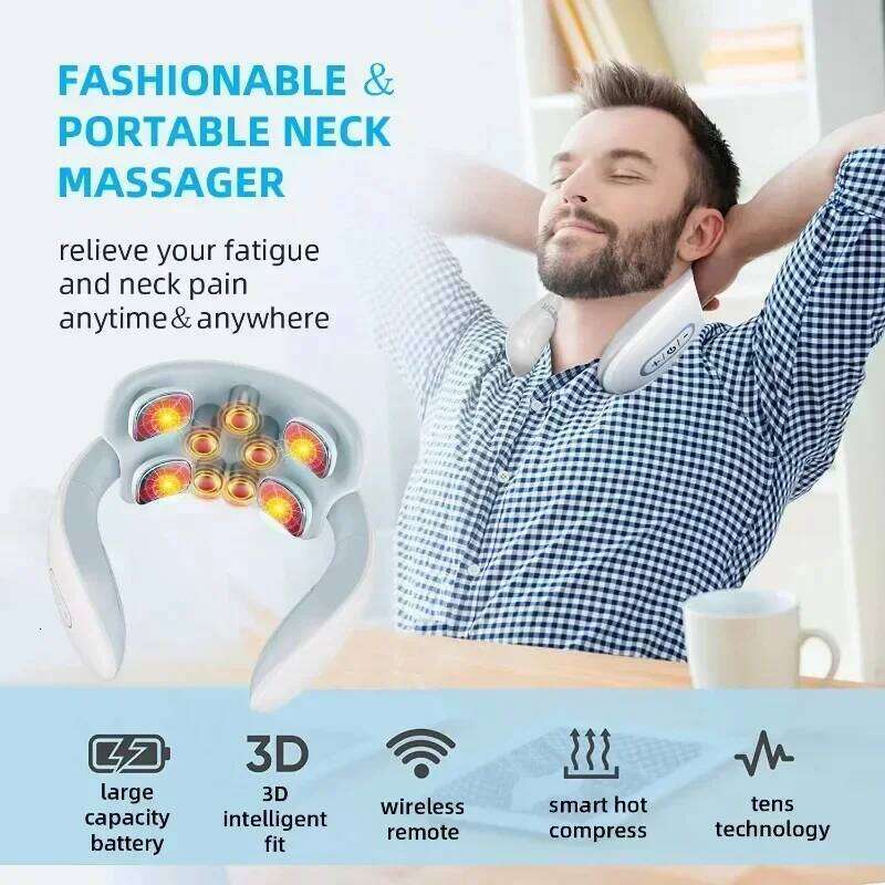 Smart And Back Massager Device Shoulder Neck Massage Cervical Vertebra Vibrator Heating Relieve Pain Muscle Care 26Y0307