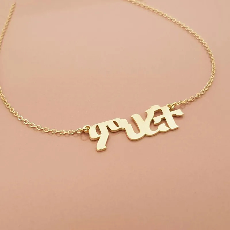 Customize Amharic Name Necklaces Ethnic Jewelry Personalized Custom Any Language Nameplate Necklaces For Women Friend Gifts 260302