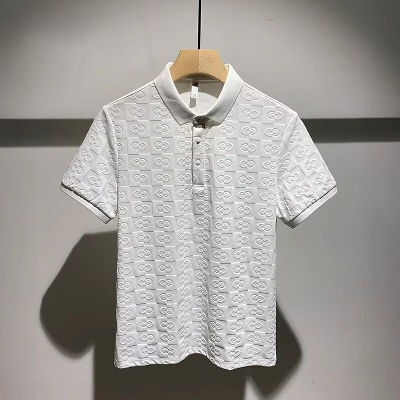 Luxury Brand Designer Clothes 2025 Summer New Fashion Slim Fit Short Sleeve Polo Shirt Men's Light Luxury High-End Turn-Down Collar Half Sleeve T