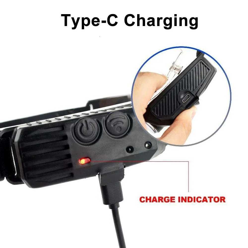 LEDCOB Sensor Headlight 5 Lighting Modes Head Torch Rechargeable Built in 1200mAh Battery Head Lamp Waterproof Working Lantern H260307