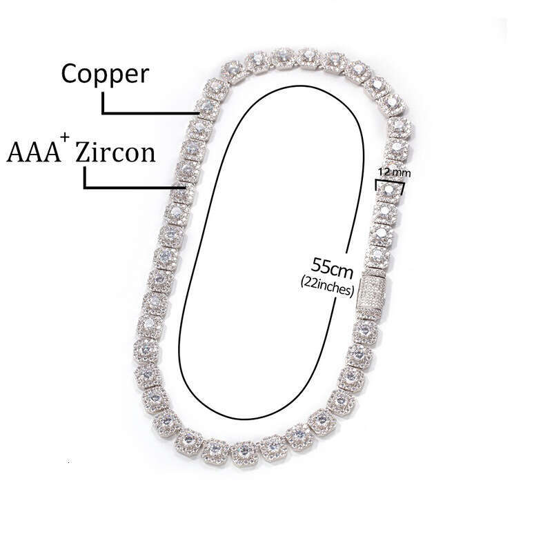 European American Hip-Hop Ice Sugar Zircon Necklace for Men and Women High-Quality Design Cuban Chain Rap Trendy Jewelry