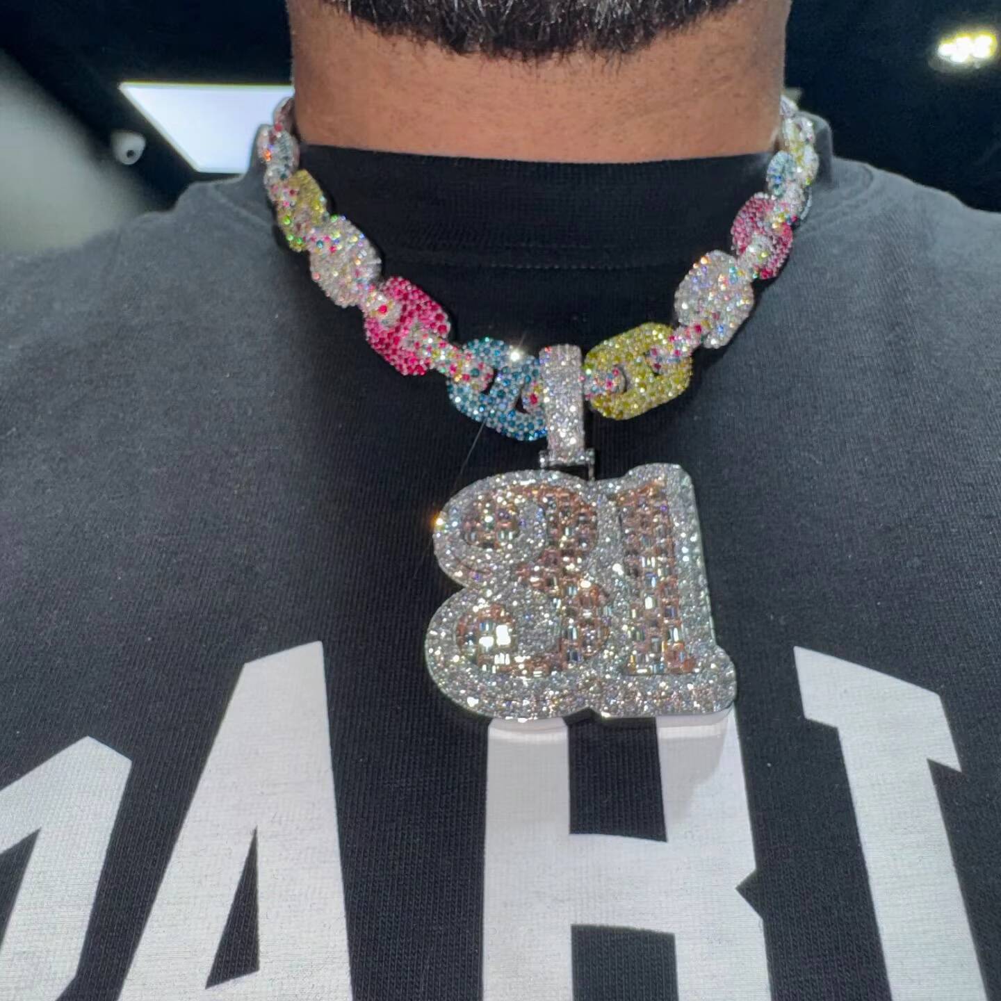 Personalized Custom Baguette Moissanite 31 Number Pendant Bling Rappers 925 Silver Mens Jewelry Hip Hop Jewelry Necklace