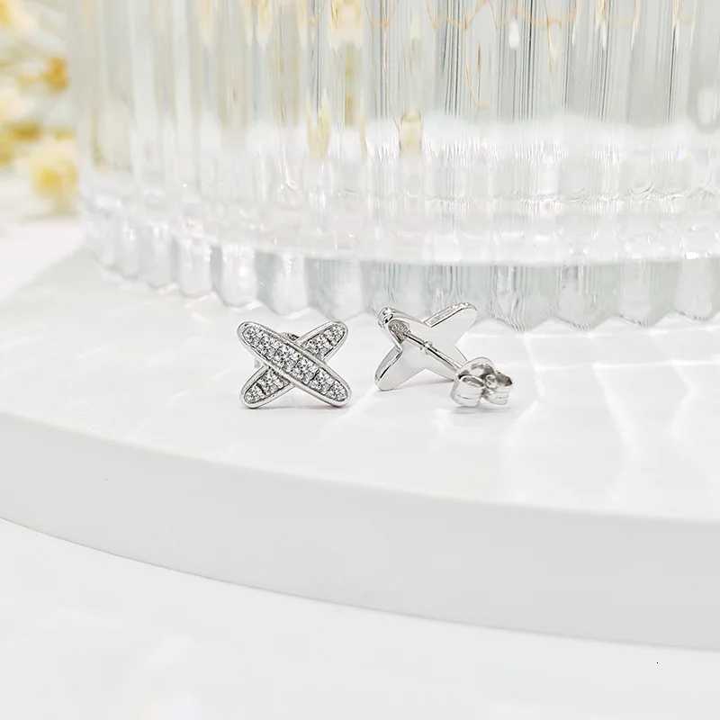 M-JAJA Moissanite Stud Earrings for Women X Cross Shape Necklace D VVS1 Lab Diamond 925 Sterling Silver Wedding Jewelry Set H260307 - view 4