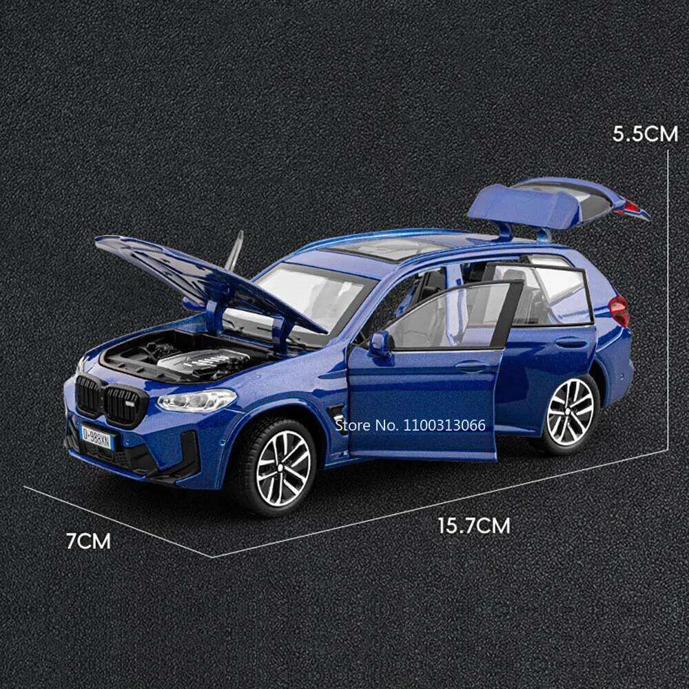 1:32 Alloy M4 X3M Models Cars Diecast Toys Wheel Shock Absorption Doors Opened Vehicle Rubber Tires Miniature Car for Kids Gifts Z260307