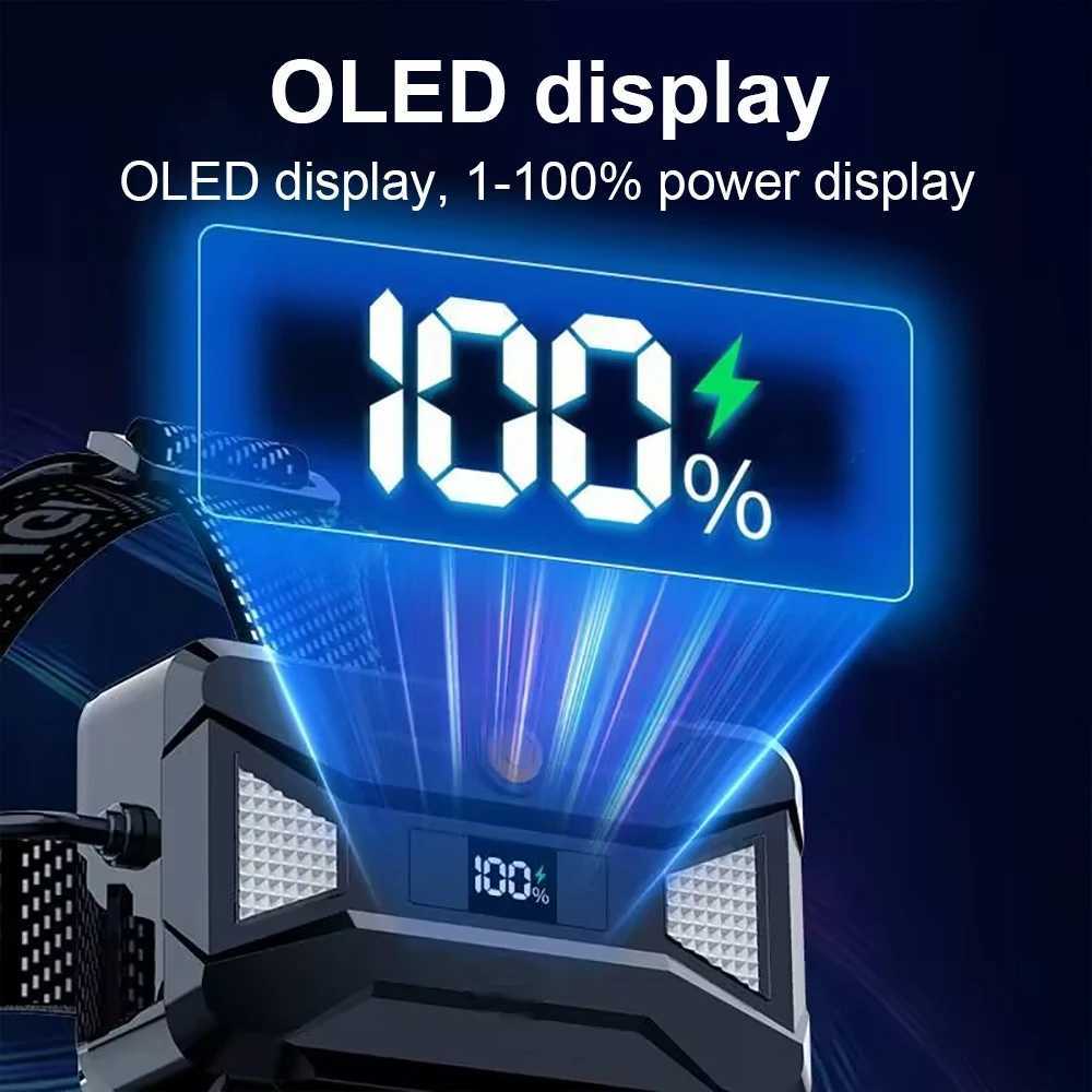 2025 New Super Powerful Headlamp 800W LED IR Sensor Headlight Rechargeable Head Flashlight 5000 Meter Head Lamp Fishing Lantern H260307