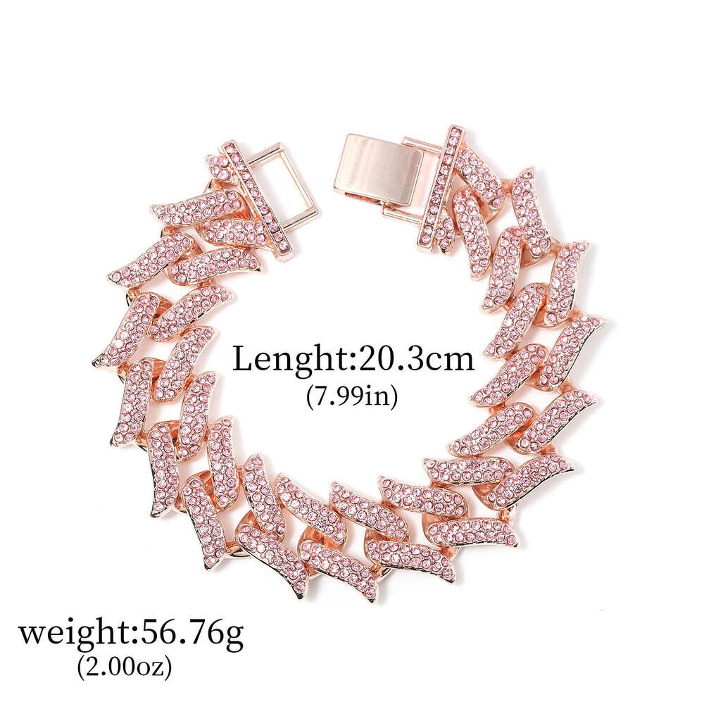 Best-selling in Europe and America, high-quality alloy heavy-duty Cuban chain diamond-studded men's rap hip-hop chunky bracelet