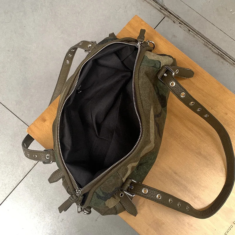 Camouflage Women Handbags Large Capacity Canvas Shoulder Bag Commuting Ladies Travel female armpit bag 260303