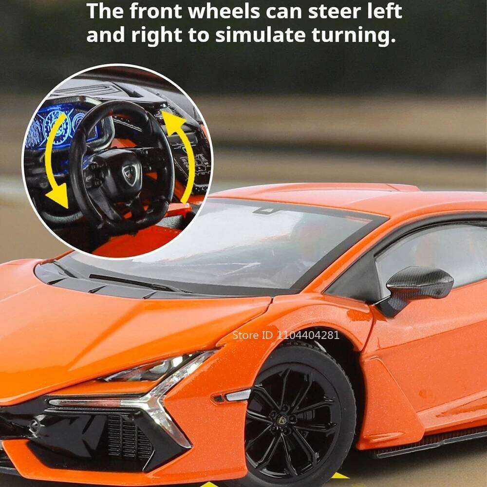 1:24 Revuelto LP700 Diecast Alloy Model Toys Sportscar Four Wheel Suspension with Sound Light Pull Back Vehcie Fashion Ornaments Z260306