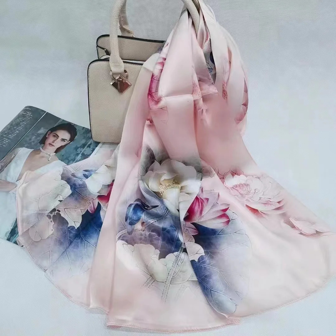 DANKEYISI Mulberry Long Scarf Women Silk Scarf Scarf Shawl Silk Scarves Long Printed Shawls Beach Cover-ups 260302