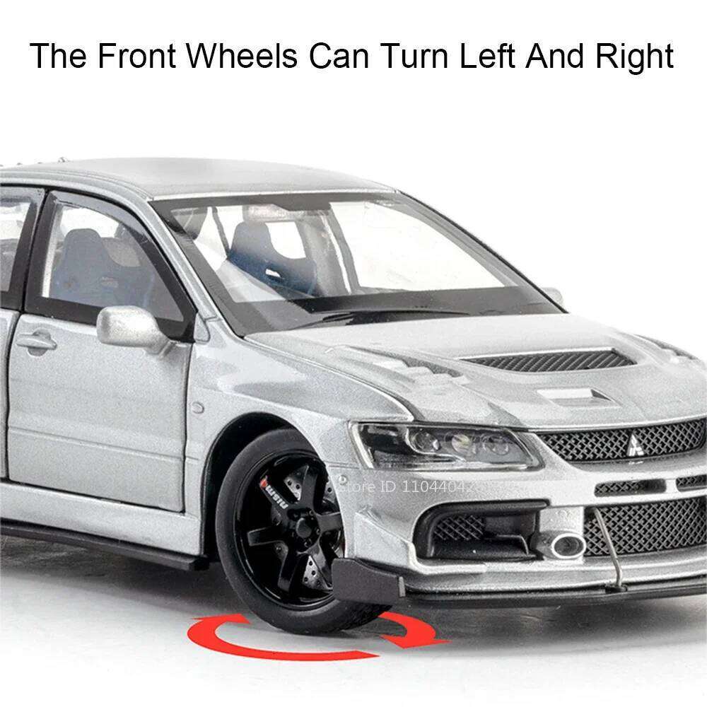 1:32 Mitsubishi Lancer Evolution IX Alloy Sports Car Model Toys Diecast Vehices Doors Opened Sound Light Pull Back Boy Toy Gift Z260306