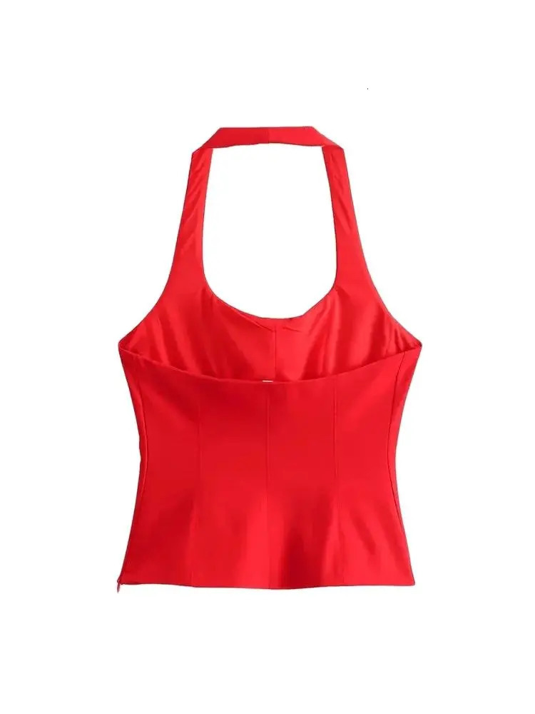Womens Backless Halter Fitted Tank Tops Female Camis O Neck Side Zipper Sexy Fashion 260306