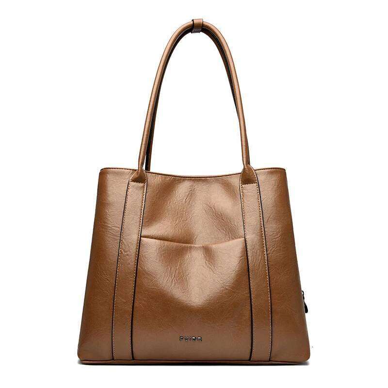 TAURUSCIAGA Large-Capacity Ladies' Genuine Leather Textured Tote Simple Commuting Single-Shoulder Bag, Retro Women's Bag Noble Temperament B