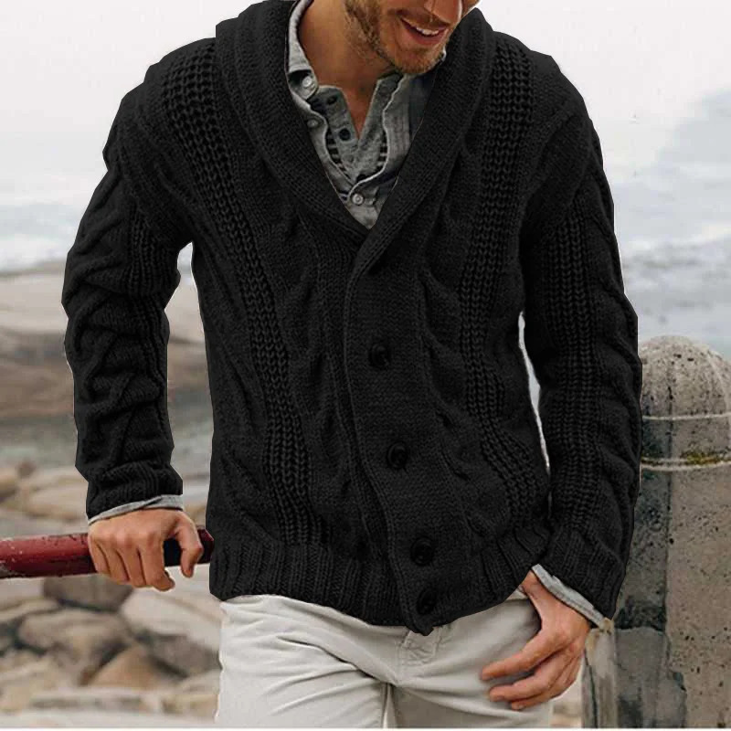 Knitted cardigan mens single-breasted loose models coarse needle sweater mens spring and fall outer wear 260306