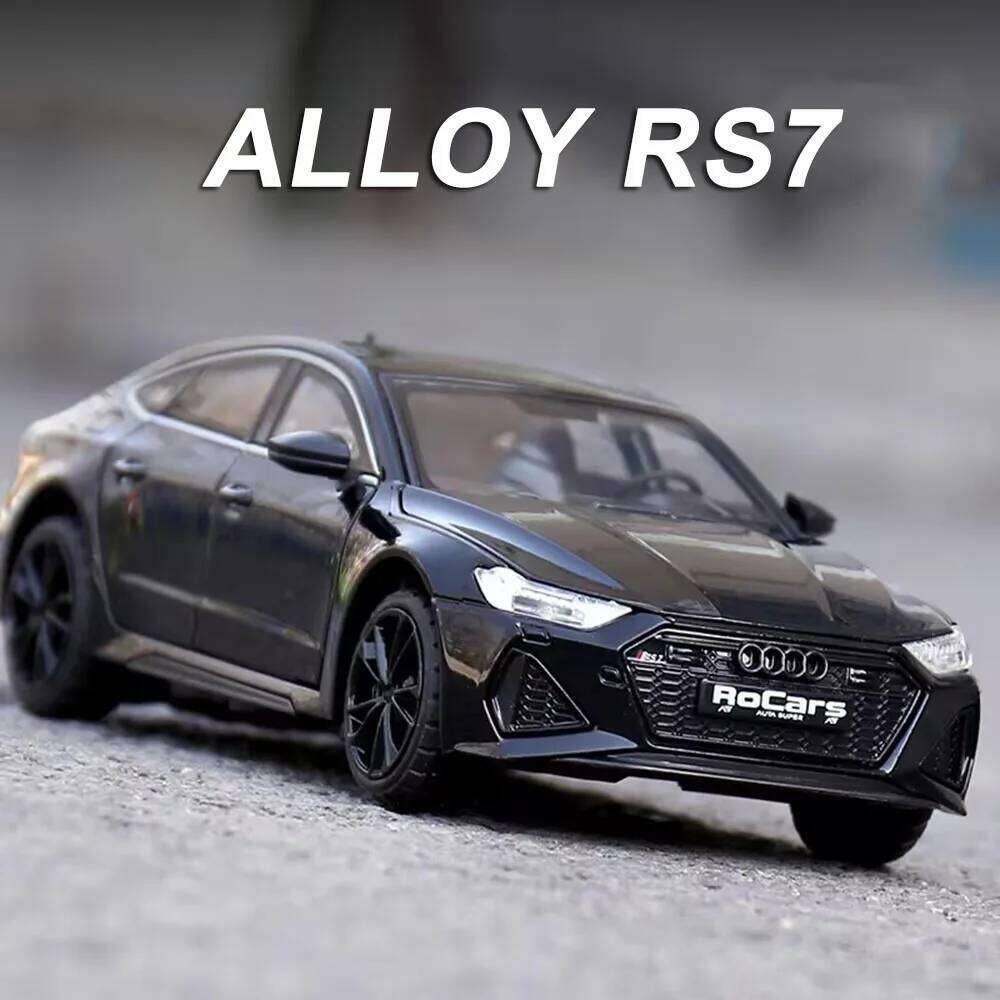 1:32 RS7 RS6 Alloy Model Toys Diecast Car Doors Opened Sound Light Pull Back Rubber Tires Miniature Vehices for Children's Gifts Z260306