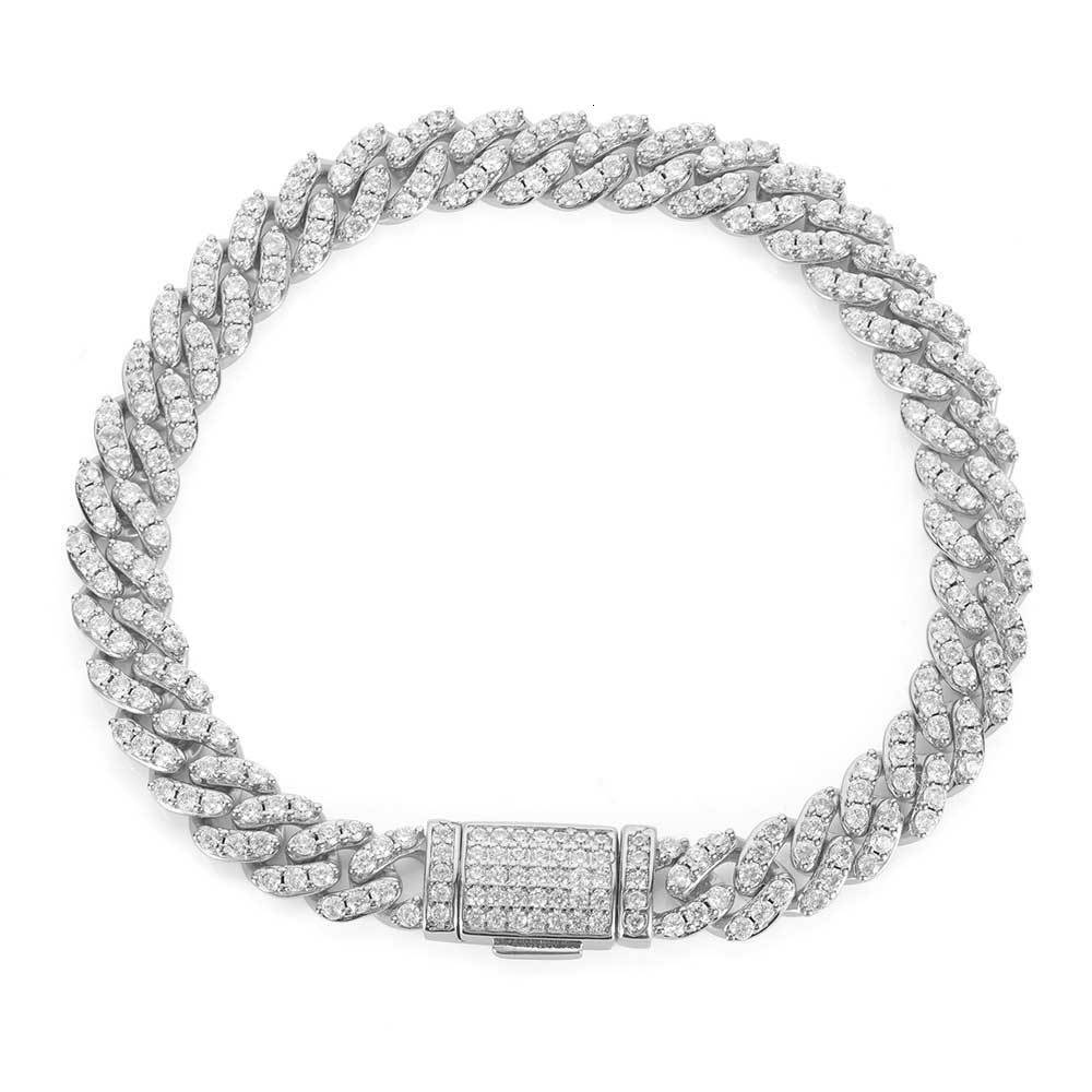 6mm Hip Hop Full Diamond Thin Cuban Link Necklace Bracelet With Box Clasp Set For Men Women Iced Out Cubic Zirconia Cz Stone Rapper Party Rap Jewelry 