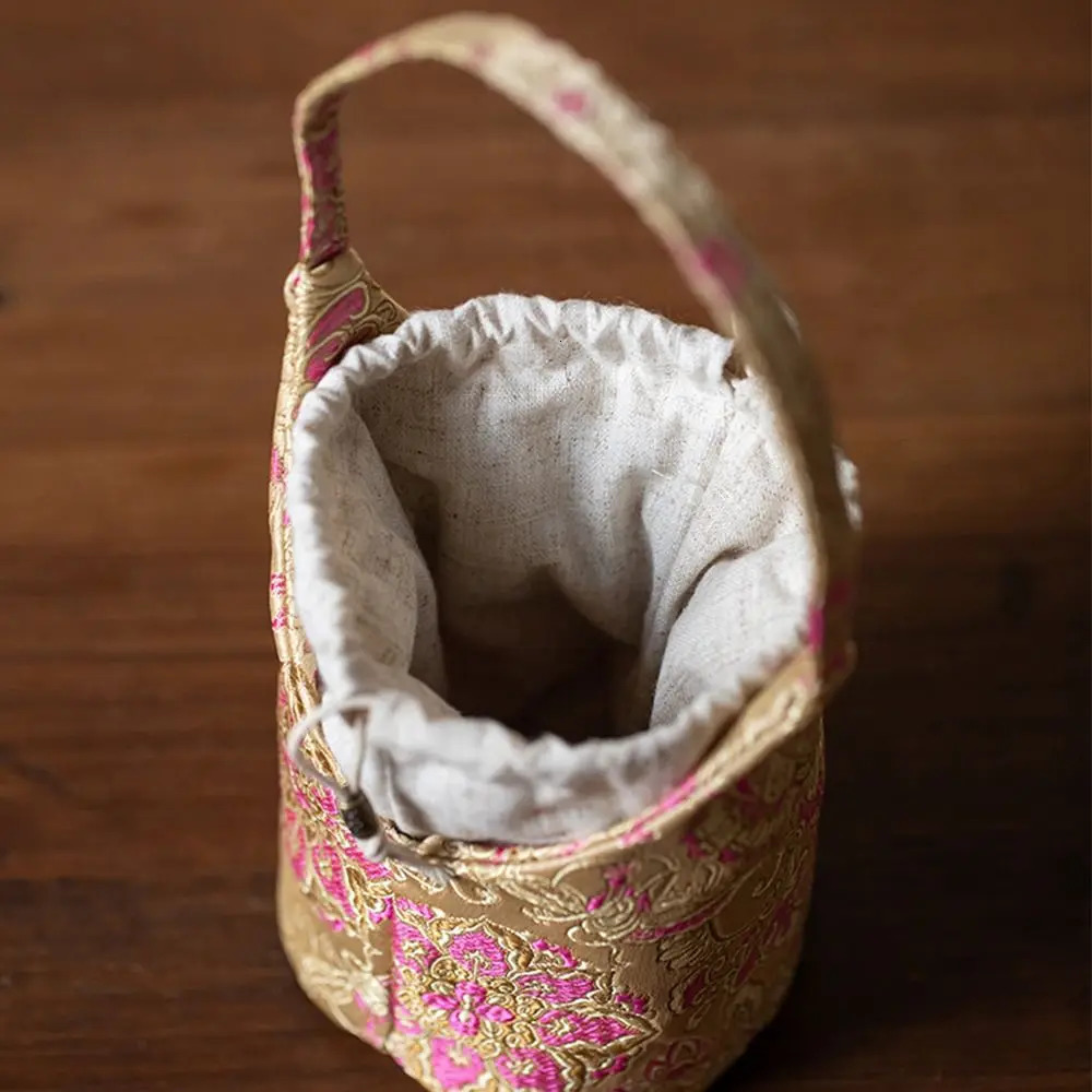 Chinese Style Embroidered Handbag Cotton Tea Tools Storage Bag Small Item Pouch Cheongsam Accessories 260307