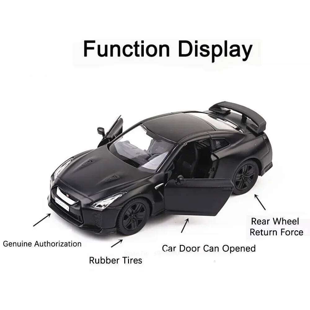 1:36 Scale GTR Alloy Diecast Cars Toys Models Wheel Pull Back Vehicles Doors Opened Rubber Tires Car Model Boys Decoration Gifts Z260307
