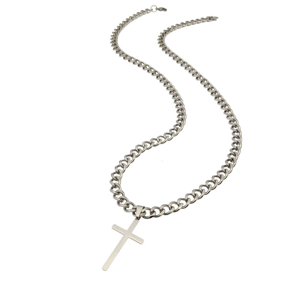 Minimalist Cross Titanium Steel Unisex Hip Hop Cuban Chain Personalized Pendant Necklace High-Quality Item for Dropshipping