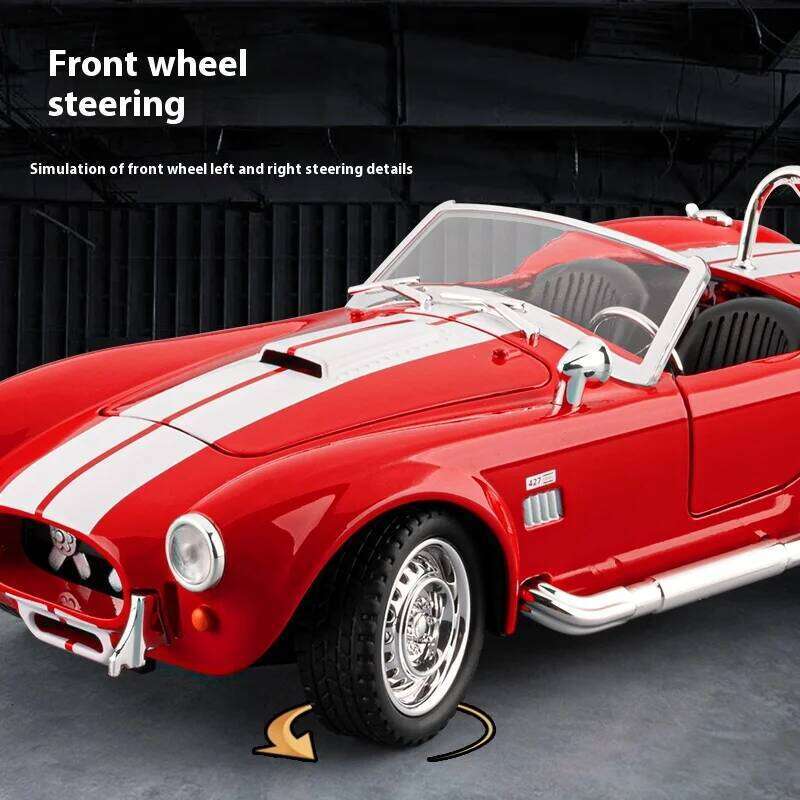 1:24 1965 Shelby Cobra Convertible Roadster Model Simulation Sound Light Pulling Tire Shock Absorbing Boys Birthday Gift Z260306